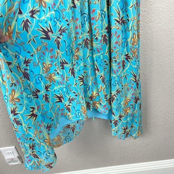 NWT ALC Violet Silk Halter Midi Dress Handkerchief Hem Grotto Floral Sz 8 - Picture 6 of 14